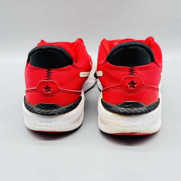 Nike Shoes Kids Boy 4.5Y Red White Black Star Runner 4 Athletic Running Sneakers - Picture 7 of 12